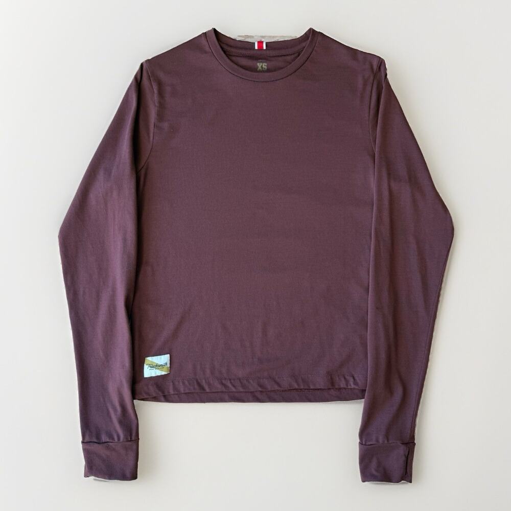 Tracksmith Merino Wool Shirt Women's XS Maroon Long Sleeve Running Workout